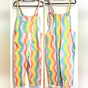 Lucy & Yak Women's Organic COTTON Rainbow Bib OVERALLS Dungaree Sz US 12 / UK 16